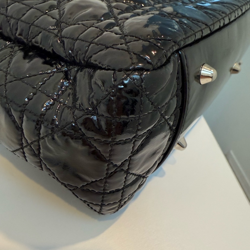 Christian Dior Patent Lady Dior Soft Black Cannage Shopping Tote Bag - Picture 11 of 14